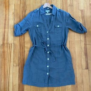 2/$10 Grey 100% linen shirt dress by Malvin